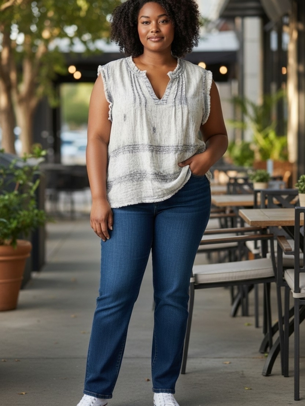 POL Distressed Vintage Gray Top